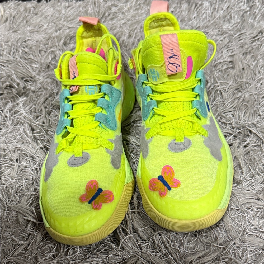 Adidas James Harden Solar Yellow Youth unisex size 4 basketball Sneakers - Picture 2 of 7